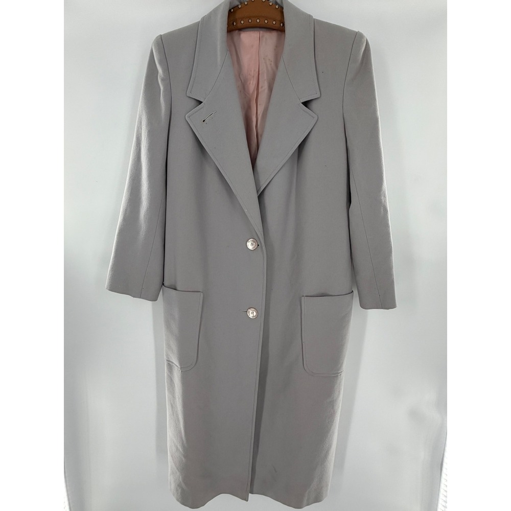 Vintage Alorna Gray 100% Pure Wool Long Overcoat Made in USA Martingale Back